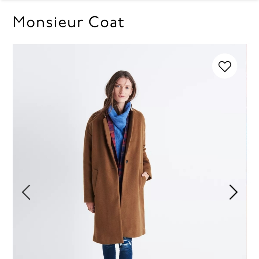 Madewell Monsieur Wool Blend Coat Size XS